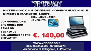NOTEBOOK COMPUTER PORTATILE USATO RICONDIZIONATO RAM 4GB SSD 120GB W10P GARANZIA - Foto 1 di 8