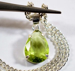 Natürlicher 8,80 ct Birne grüner Peridot Edelstein zertifiziert Herren Anhänger siehe Video - Bild 1 von 7