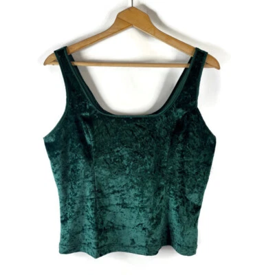 VTG Victoria's Secret Womens Crop Tank Top Size Large green Velvet Scoop Neck - Image 1 of 4