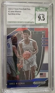 2020-21 Panini Prizm DP #2 - James Wiseman - CSG/CGC 9.5(10) Red White Blue - Picture 1 of 2