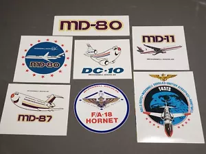 Vtg Lot 7 '80s MCDONNELL DOUGLAS MD-11, 80, 87, DC-10 AIRCRAFT STICKERS F/A-18 - Picture 1 of 4