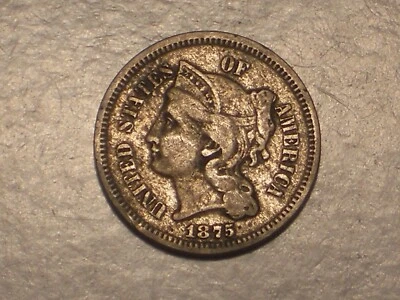 1875 Three Cent Piece (VF, Scarcer, & Attractive) - Image 1 of 4