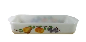 Anchor Hocking Fire King Gay Fad 1.5 Quart Baker Casserole Fruit Pattern Milk Gl - Picture 1 of 12