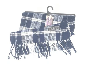 Brandneu dunkelblau und weiß karierter Schal 100 % Polyester - Bild 1 von 1