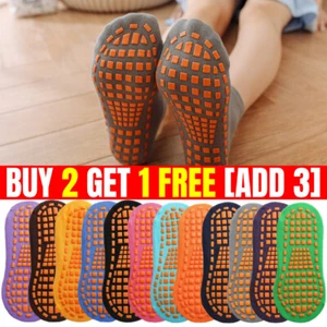 Anti Slip Non Skid Slipper Hospital Sports Yoga Athletic Grip Socks for Adults - Picture 1 of 26