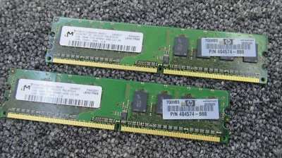 Micron 1GB 240pins PC2-6400 DDR2 800MHz Ram MT8HTF12864AY-800E 2 x 1GB = 2GB - Image 1 of 4