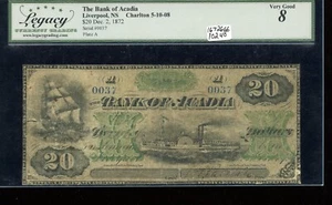 Bank of Acadia $20, 1872 - CH 5-10-08. 5 known, 2 in institutional collections - Picture 1 of 2