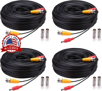 4x150ft Camara Cable BNC Video Wire Cord De Seguridad Para CCTV DVR Black Negro. - Image 1 of 4