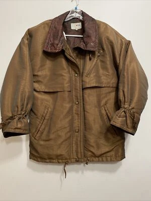 Abrigo Parka Azul Marino Francés De Colección Talla Mediana Aislado Cierre de Botones Marrón Brillante Foto 1 de 4