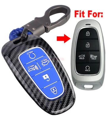 Funda Carcasa Llavero Control Remoto ABS Duro Fibra de Carbono Fit HYUNDAI Santa Fe Sonata 5BT  Foto 1 de 4