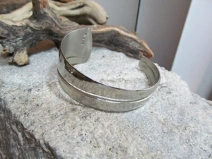 Modernist Signed BREIL Silver tone Steel Cuff Bracelet 6 1/2" 29.5g. - Picture 1 of 8