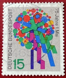 🙂 Alemania Bund Michel n.o 475 sellado (1965) 75 años día del trabajo - Imagen 1 de 1