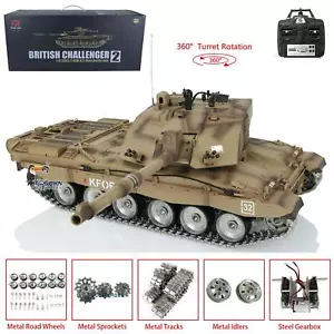 Tanque de radiocontrol Henglong 1/16 7.0 Challenger II 3908 360° torreta ruedas de metal pistas - Imagen 1 de 12