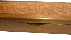 Handcrafted Two Tone Inlaid Wood Dresser Jewelry Momento Box SIGNED - Picture 1 of 10