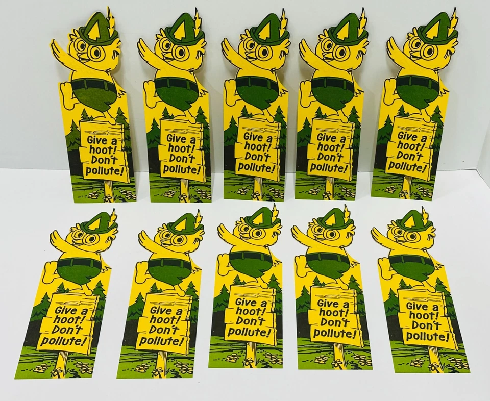 De colección Woodsy The Owl Give A Hoot Don't Contalute! Lote de 10 marcadores de libros coleccionables Foto 1 de 4