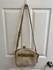 Liz Claiborne Crossbody or Shoulder Bag Beige Gray Multi Compartments Preowned - Picture 1 of 12