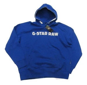 G-Star RAW Unisex Hudson Blue Emro Logo Bhashor Sweat Fleece Pullover Hoodie - Picture 1 of 3
