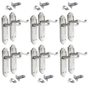 Manijas de puerta internas cromadas estilo Ashford pestillo de palanca + pestillo tubular x6 - Imagen 1 de 17