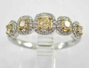 1.50Ct Cushion Lab Created Citrine Diamond Engagement Ring 14K White Gold Plated - Picture 1 of 5