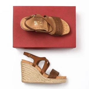 Salvatore Ferragamo Gioela Espadrille Wedge Sandals - Size 10 B - Picture 1 of 6