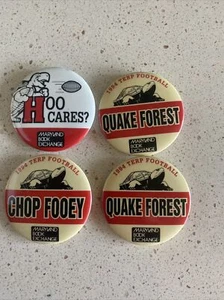 Maryland Terrapins Pins 2” Chop Fooey & Quake Forest Maryland Book Exchange - Picture 1 of 5