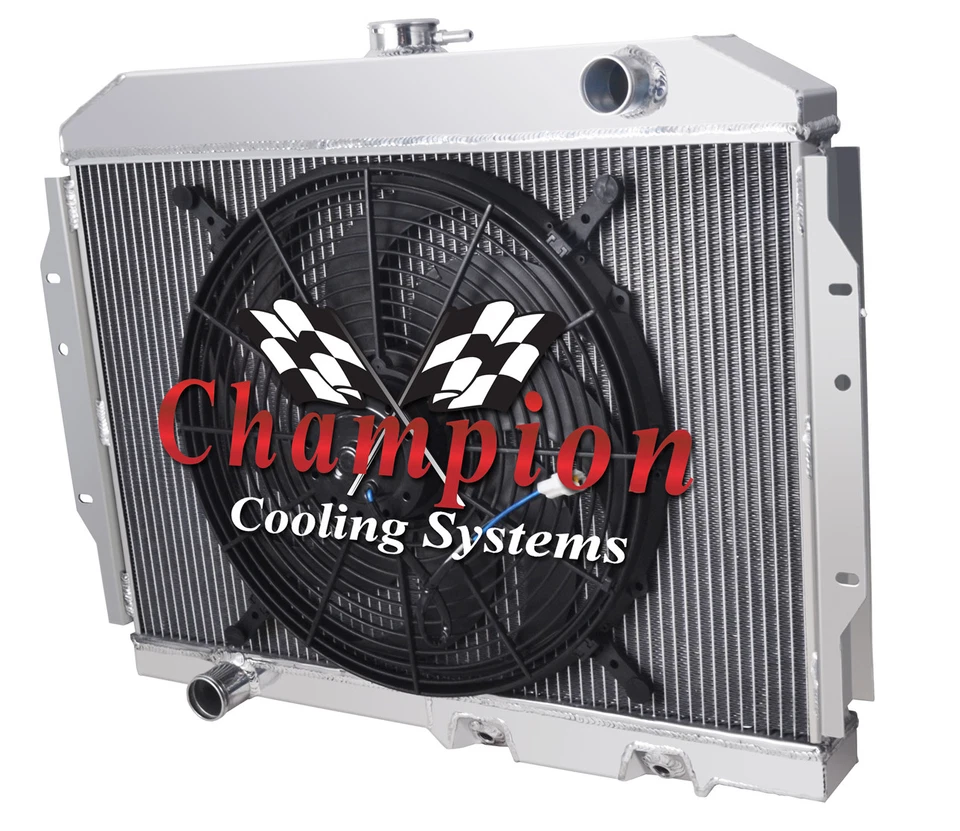 Radiador AR Champion 2 filas todo aluminio con ventilador de 16" para AMC Rambler 1960-1962 Foto 1 de 4