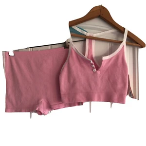 Colsie Bralette & Boy Short Set Sz Large Pink T-back Pull On Bra & Boy Short New - Picture 1 of 6