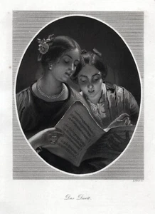 Das Duett. Originaler Stahlstich; von Simon um 1850 - Bild 1 von 1