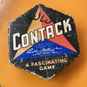 VINTAGE 1939 Parker Brothers CONTACK 23 Pattern Wooden Pieces Boxed Game Parts - Picture 1 of 9