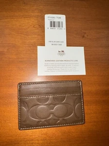 Cartera delgada Coach de cuero bruñido tabaco para hombre modelo F74080 TOB NUEVA CON ETIQUETAS - Imagen 1 de 12