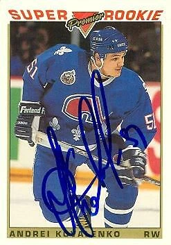 Andrei Kovalenko autographed Hockey Card (Nordiques) 1993 Topps Premier #124 - Image 1 of 1