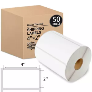 4"x2" codice a barre spedizione ed etichette multiuso adesive premium per Zebra 50 rotoli - Foto 1 di 11