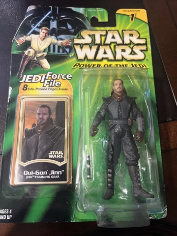 QUI GON JINN Jedi Training 3.75" Figure STAR WARS Power of the Jedi Force File Cover