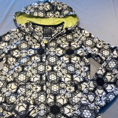 Burton Scoop Hoodie Full Zip Geometric Print Neon Green Lined Size S - Image 1 of 4