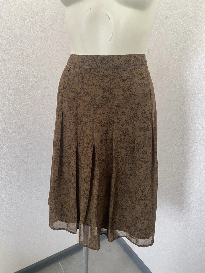 Esprit Falda Floral Marrón Plisada Talla 16 Nueva An25 Foto 1 de 4