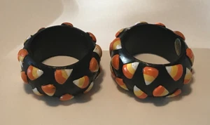 2 Halloween Fall Candy Corn Holiday Napkin Rings - Picture 1 of 3