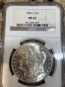 1882 S Morgan Silver Dollar NGC MS-65 - Picture 1 of 2