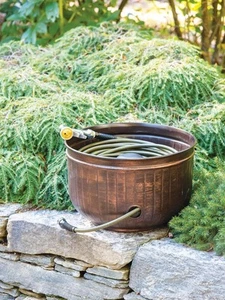 Garden Hose Pot | Elegant Brushed Bronze Brown Decorative Watering Storage Wi... - Picture 1 of 7