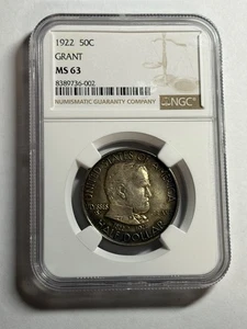 1922 GRANT COMMEMORATIVE HALF DOLLAR NGC MS63 - Picture 1 of 4