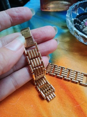Vtg Bulova France Gold Electroplate Watch Band Replacement Links  - Image 1 of 4