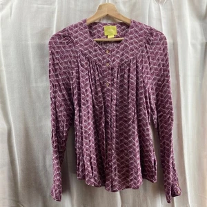 Maeve Anthropologie Pflaume Paisley Bluse Top Knopfleiste XS Extra Small - Bild 1 von 10