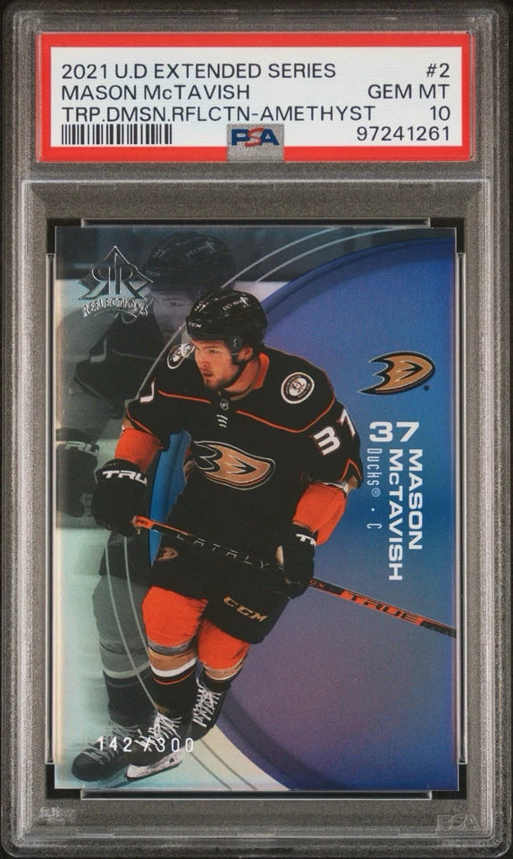 Mason McTavish 2021-22 UD Extended Reflections Amethyst RC #d/300 Rookie PSA 10! - Image 1 of 3