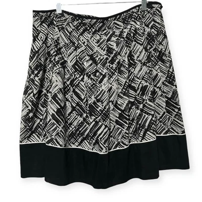 Falda Talbots Seda Mezcla Algodón Negro Blanco Línea A Plisada Hasta la Rodilla Talla 14P Foto 1 de 4