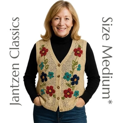 Jantzen Classics - Vintage Floral Knit Vest - Size Medium (see measurements) - Image 1 of 4