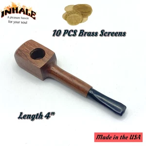 Inhale®️ Random US MADE mill Wood Tobacco Smoking Pipe w 10 brass Screen - Picture 1 of 6