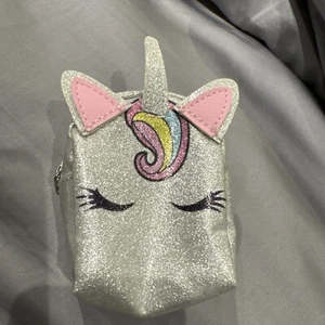 Claire's Girl's Unicorn Glitter Mini Backpack Coin Purse Keyring - Picture 1 of 5