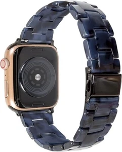 Compatible avec Bracelet Apple Watch 42mm/44mm Bleu Foncé/Noir, Bracelet Seul - Photo 1/6