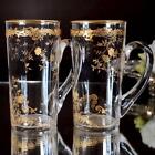 Extremely Rare 24K Gold Old Baccarat Louis Xv Large Pair Of Beer Tumbler Glasses