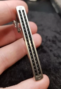 Unusual Minimalist Super Car Interior Style Silver Plated Tie Bar Clip - Picture 1 of 7