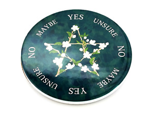 Round Ceramic Pendulum Board with Living Pentagram Design, For Reiki, Dowsing